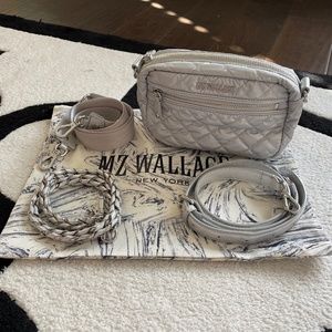 MZ Wallace Mini Crosby crossbody bag in oyster metallic (silver)